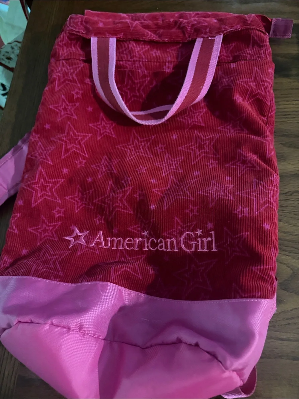 American Girl Pink and Dark Pink Star Print Doll Backpack